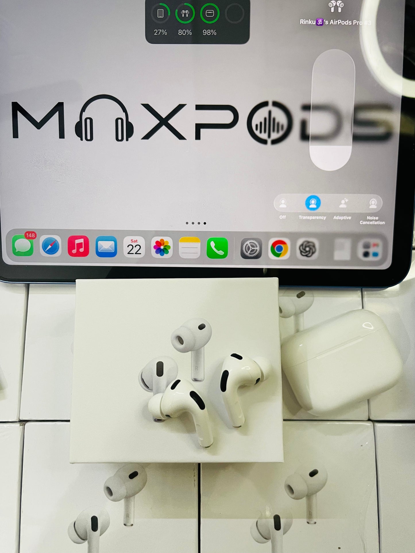 Maxpods Pro 3 ANC Working With Noise Cancellation Wireless charging